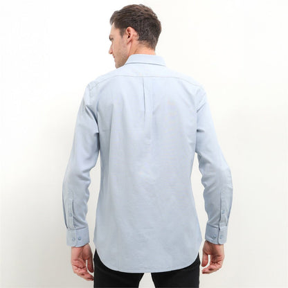 Men's Cotton Oxford Shirt - Small Lion Embroidery, Slim Fit, Full Button - Giordano