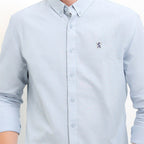 Men's Cotton Oxford Shirt - Small Lion Embroidery, Slim Fit, Full Button S - Shop Giordano