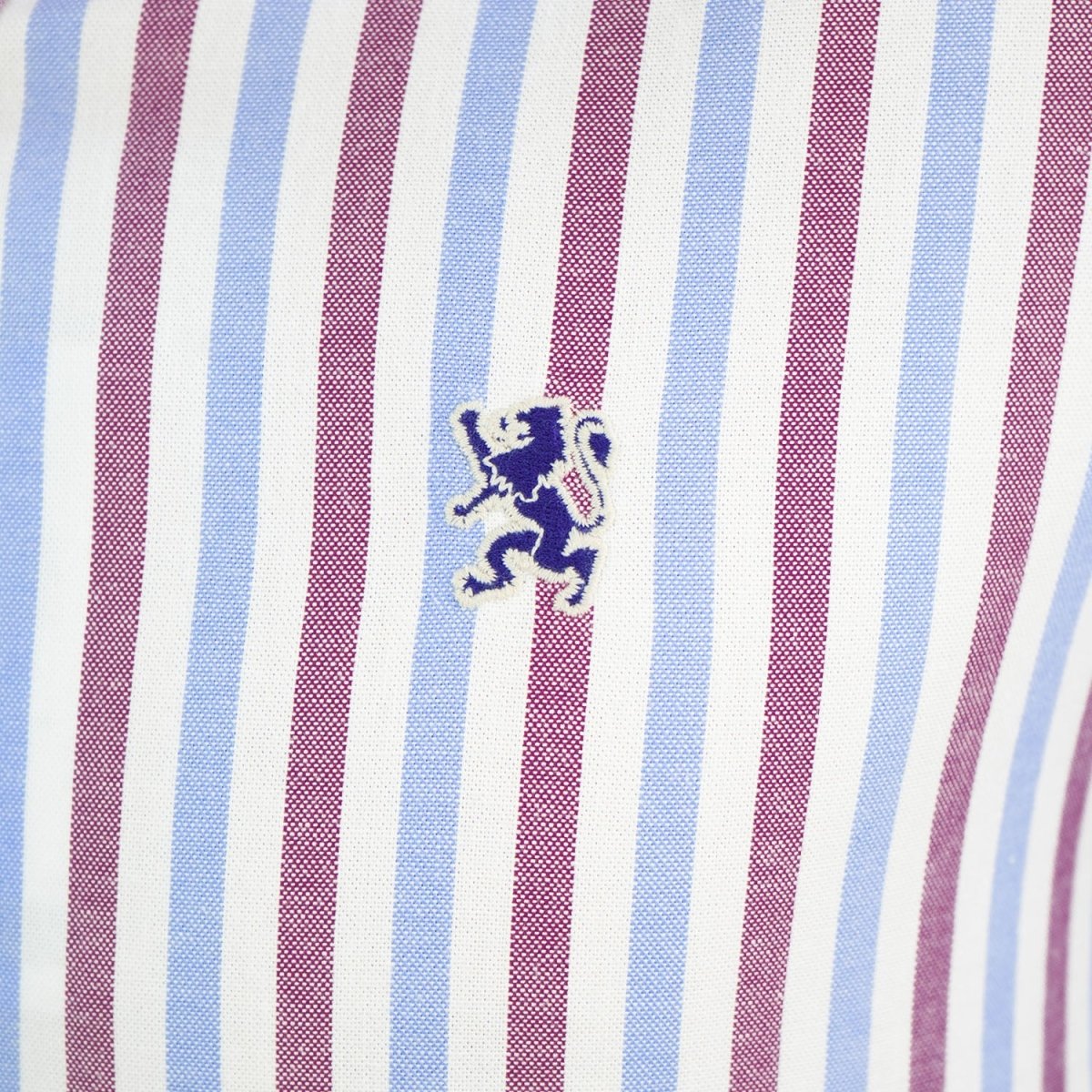 Men's Cotton Oxford Shirt - Small Lion Embroidery, Slim Fit, Full Button - Giordano