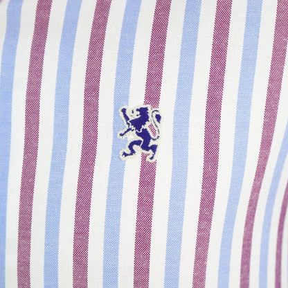 Men's Cotton Oxford Shirt - Small Lion Embroidery, Slim Fit, Full Button - Giordano