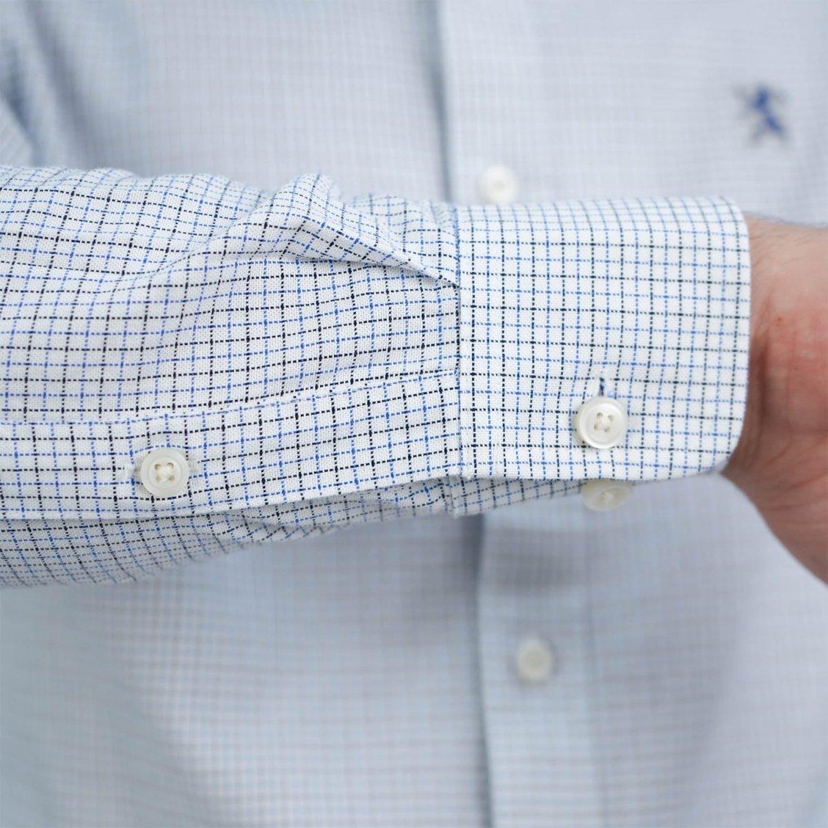 Men's Cotton Oxford Shirt - Small Lion Embroidery, Slim Fit, Full Button - Giordano
