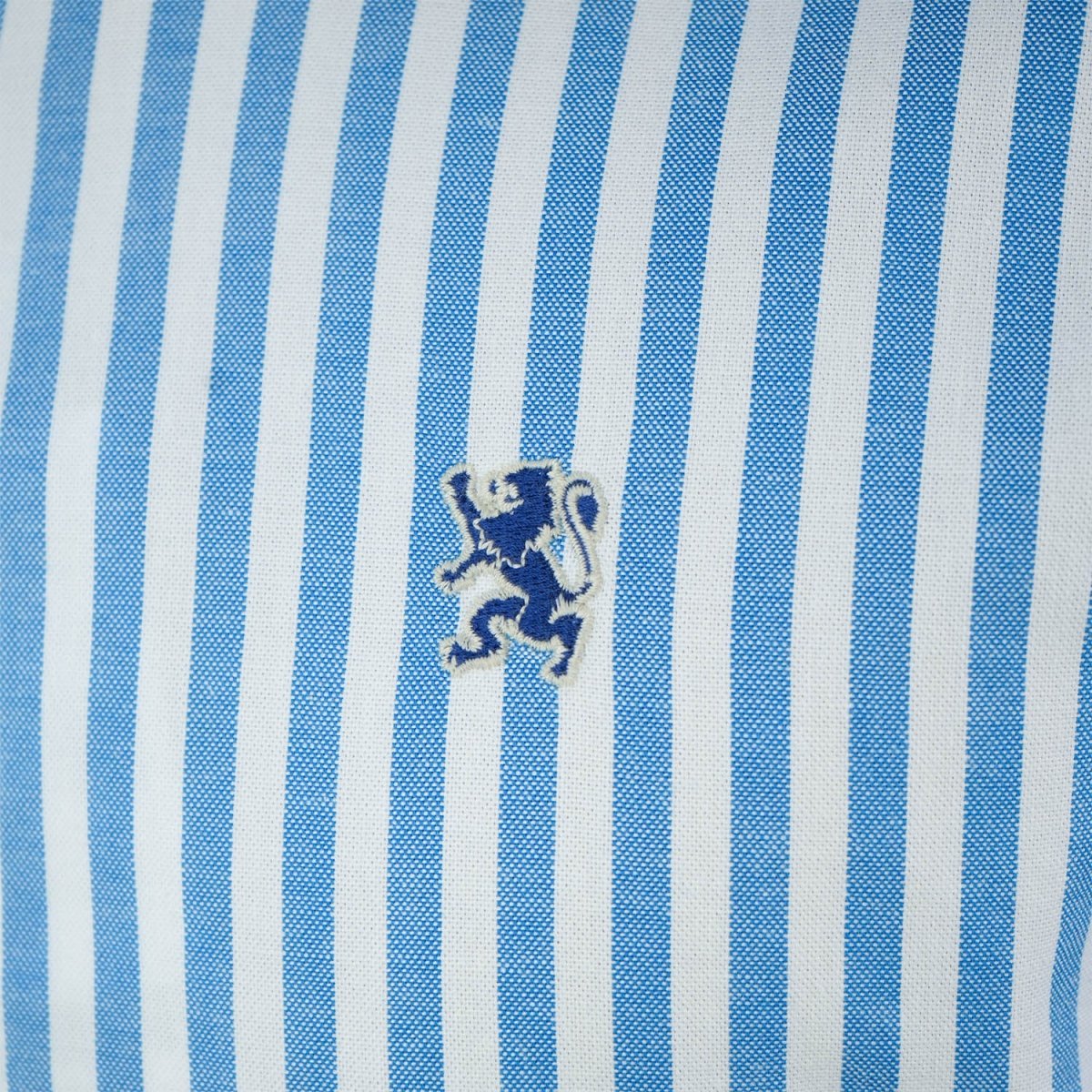 Men's Cotton Oxford Shirt - Small Lion Embroidery, Slim Fit, Full Button - Giordano
