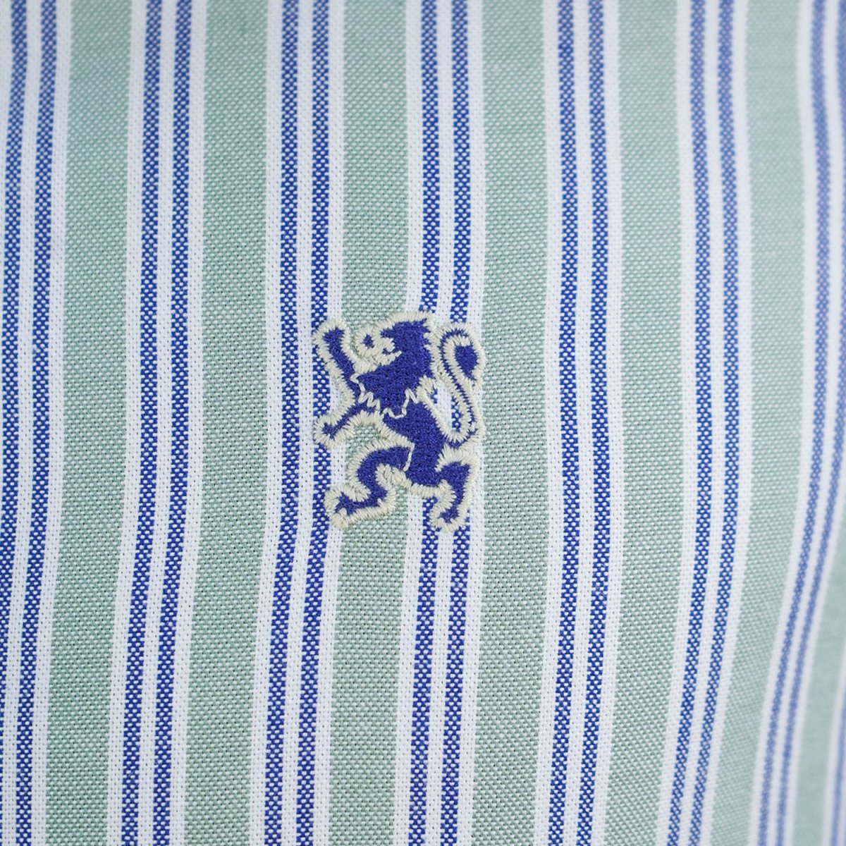 Men's Cotton Oxford Shirt - Small Lion Embroidery, Slim Fit, Full Button - Giordano