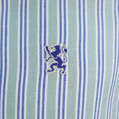 Men's Cotton Oxford Shirt - Small Lion Embroidery, Slim Fit, Full Button - Giordano