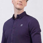 Men's Cotton Oxford Shirt - Small Lion Embroidery, Slim Fit, Full Button S - Shop Giordano