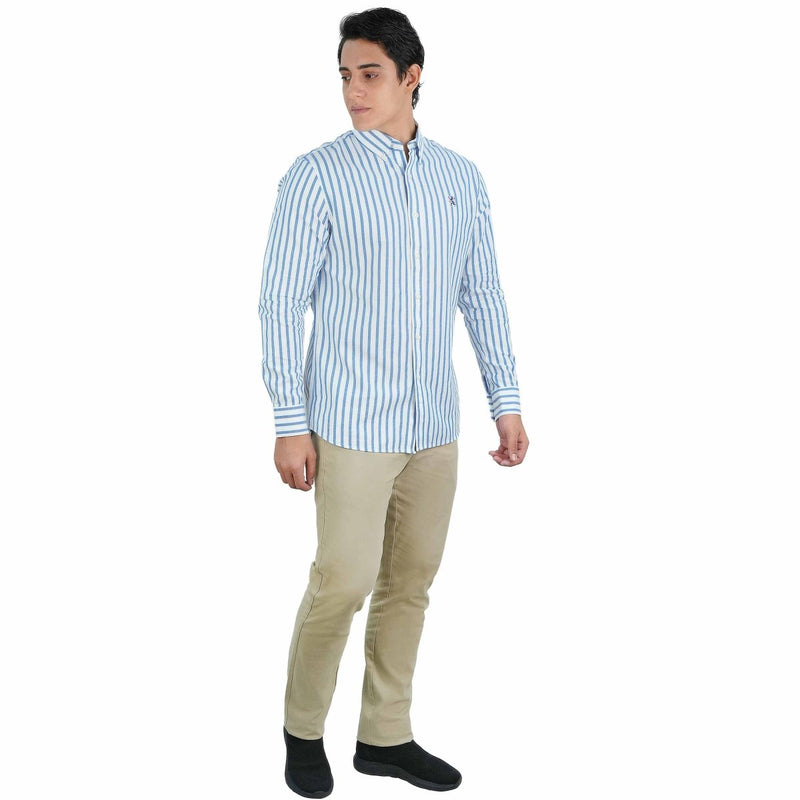 Men's Cotton Oxford Shirt - Small Lion Embroidery, Slim Fit, Full Button S - Shop Giordano