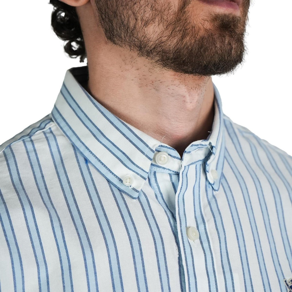 Men's Cotton Oxford Shirt - Small Lion Embroidery, Slim Fit, Full Button S - Shop Giordano