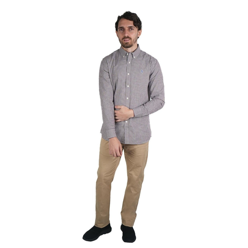 Men's Cotton Oxford Shirt - Small Lion Embroidery, Slim Fit, Full Button S - Shop Giordano