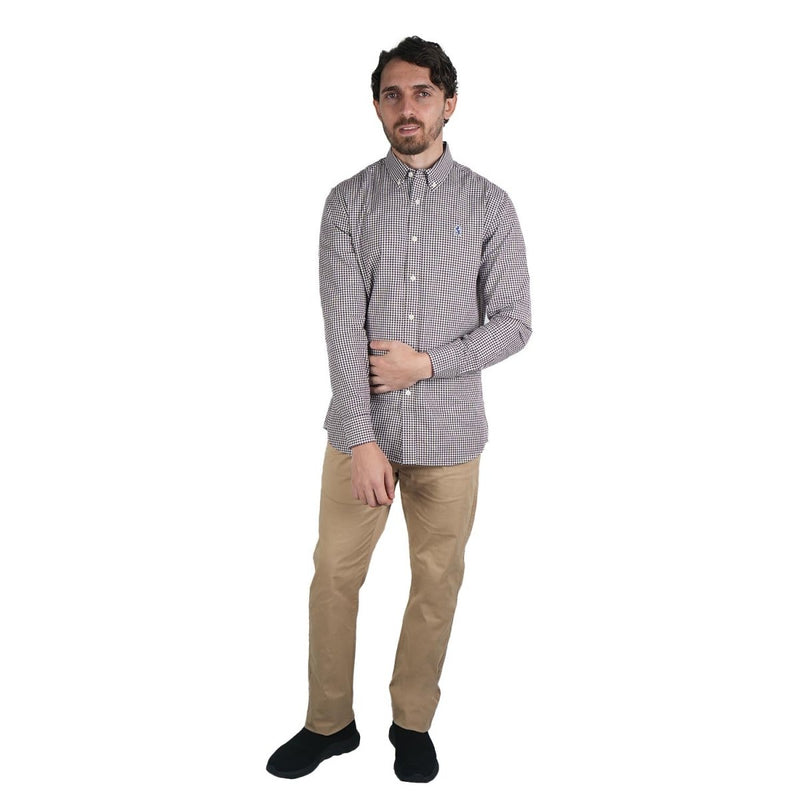 Men's Cotton Oxford Shirt - Small Lion Embroidery, Slim Fit, Full Button S - Shop Giordano