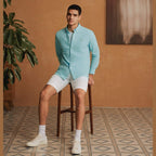 Men's Cotton Oxford Shirt - Small Lion Embroidery, Slim Fit, Full Button S - Shop Giordano