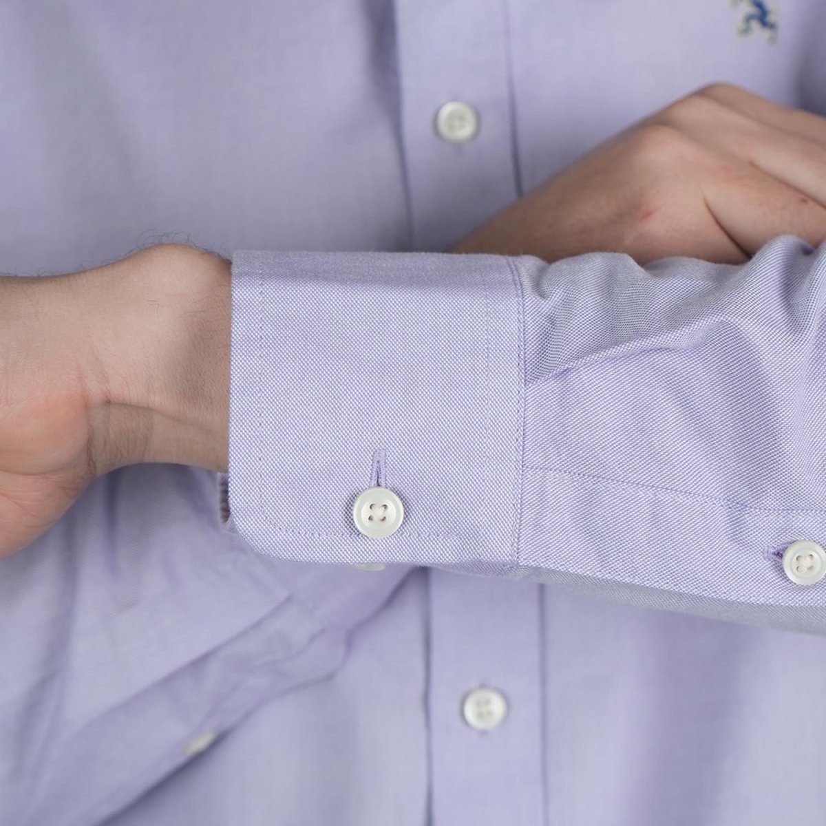 Men's Cotton Oxford Shirt - Small Lion Embroidery, Slim Fit, Full Button S - Shop Giordano