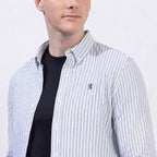 Men's Cotton Oxford Shirt - Small Lion Embroidery, Slim Fit, Full Button S - Shop Giordano