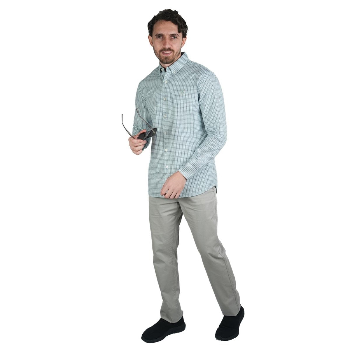 Men's Cotton Oxford Shirt - Small Lion Embroidery, Slim Fit, Full Button S - Shop Giordano