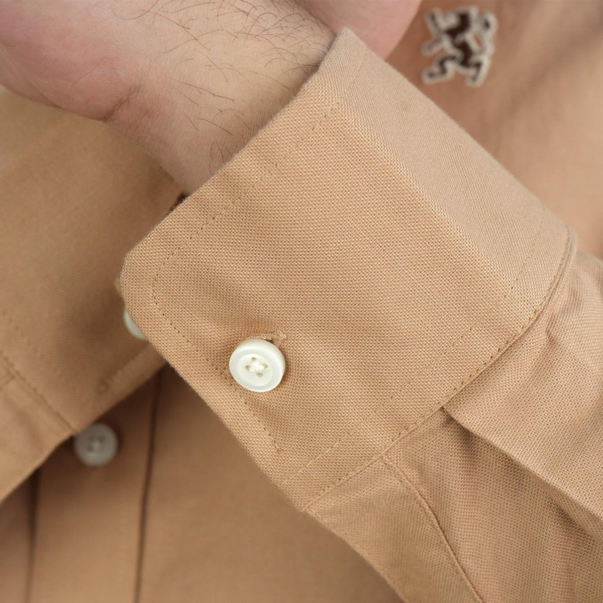 Men's Cotton Oxford Shirt - Small Lion Embroidery, Slim Fit, Full Button S - Shop Giordano