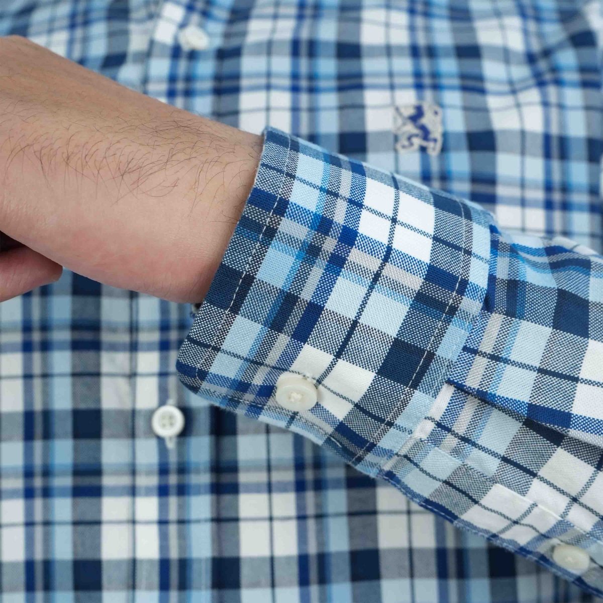 Men's Cotton Oxford Shirt - Small Lion Embroidery, Slim Fit, Full Button S - Shop Giordano