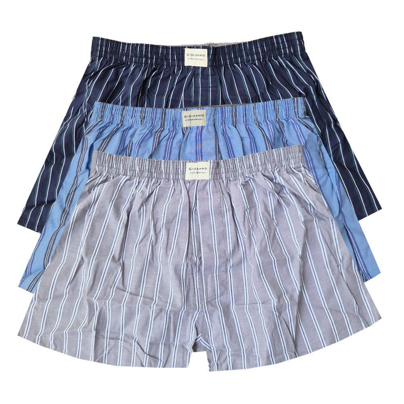 Giordano Men's Cotton Poplin Regular Fit Boxers 3Pcs Pack - Premium Briefs