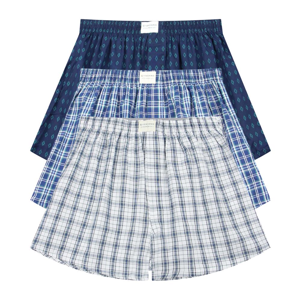 Men's Cotton Poplin Regular Fit Boxers 3Pcs Pack - Giordano