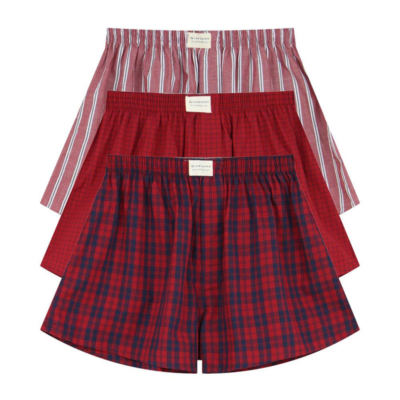 Men's Cotton Poplin Regular Fit Boxers 3Pcs Pack M - Shop Giordano