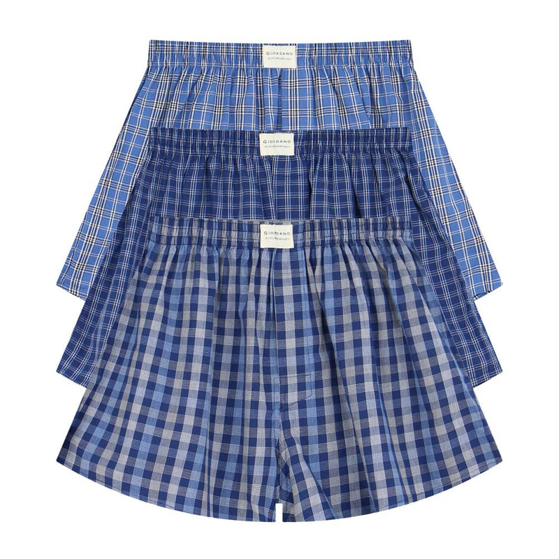 Giordano Men's Cotton Poplin Regular Fit Boxers 3Pcs Pack - Premium Briefs