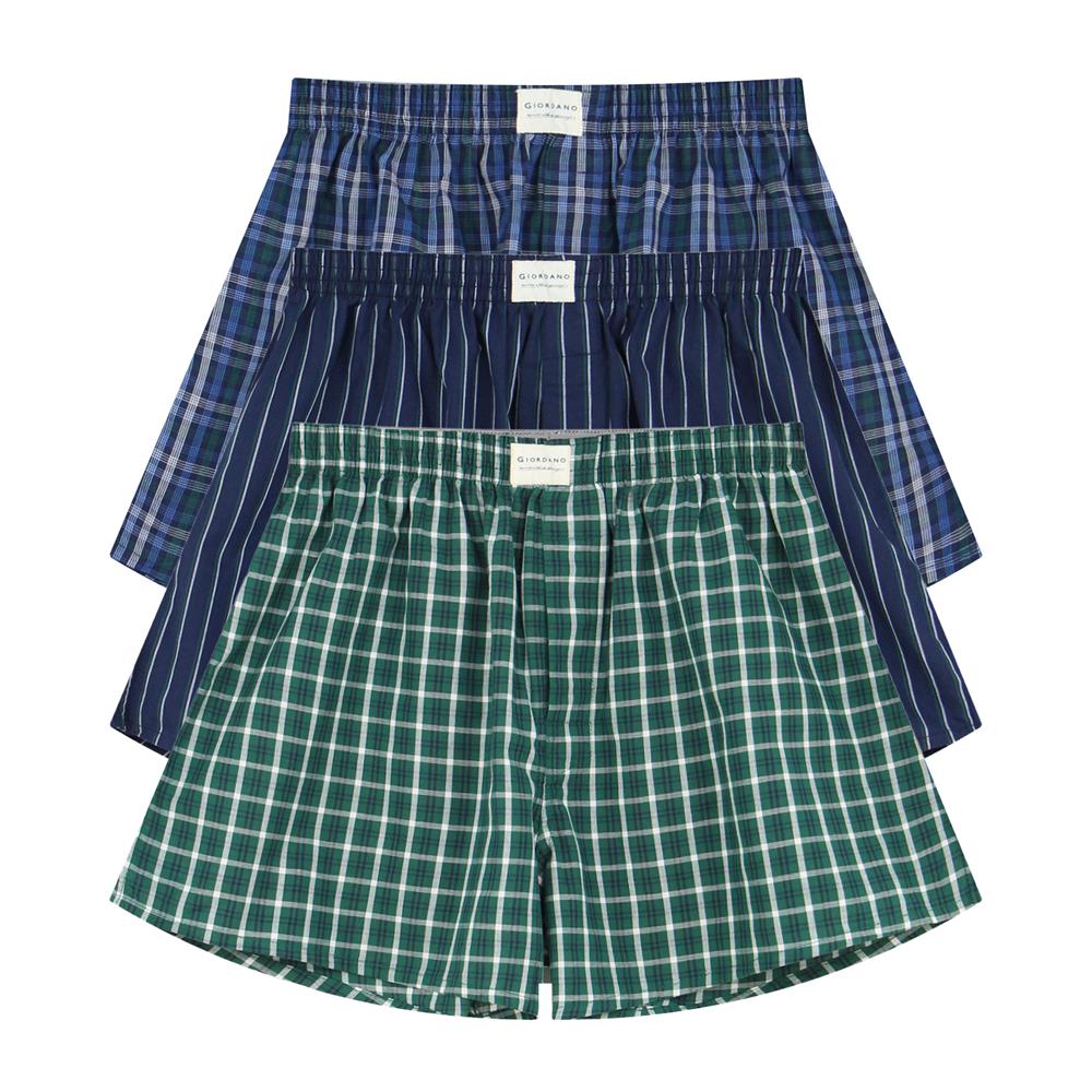 Men's Cotton Poplin Regular Fit Boxers 3Pcs Pack M - Shop Giordano