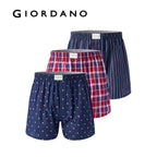 Giordano Men's Cotton Poplin Regular Fit Boxers 3Pcs Pack - Premium Briefs