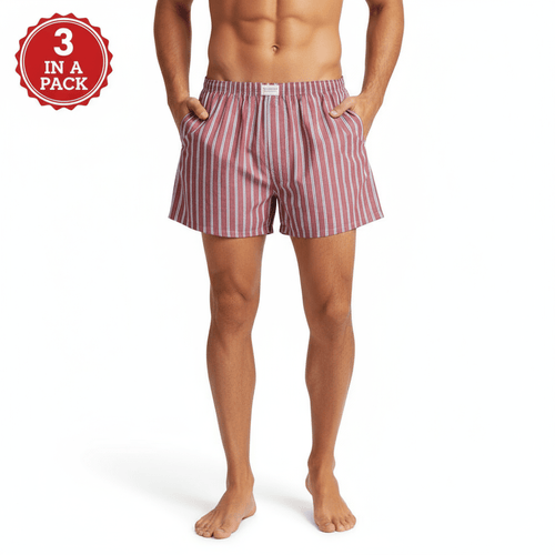 Men's Cotton Poplin Regular Fit Boxers 3Pcs Pack M - Shop Giordano