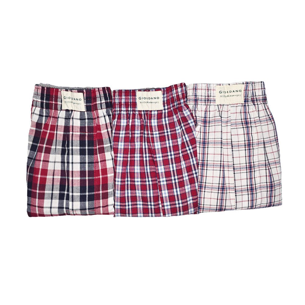 Men's Cotton Poplin Regular Fit Boxers 3Pcs Pack S - Shop Giordano