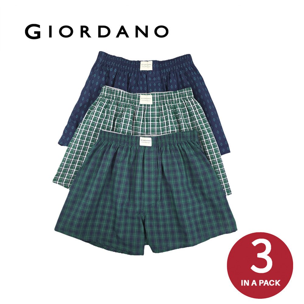 Men's Cotton Poplin Regular Fit Boxers 3Pcs Pack S - Shop Giordano