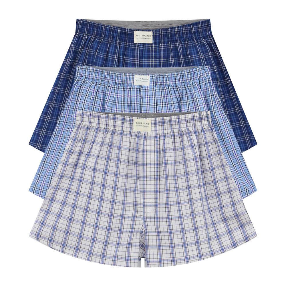 Men's Cotton Poplin Regular Fit Boxers 3Pcs Pack S - Shop Giordano