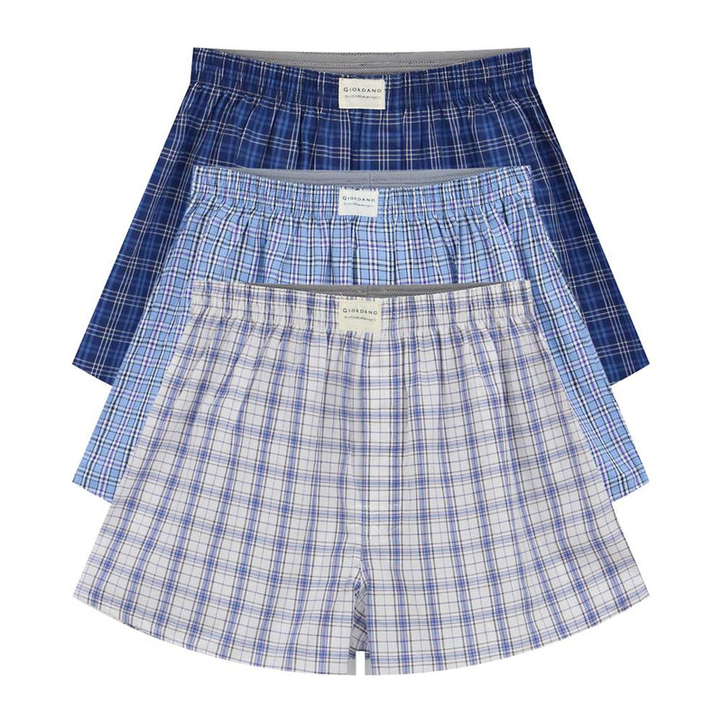 Men's Cotton Poplin Regular Fit Boxers 3Pcs Pack S - Shop Giordano