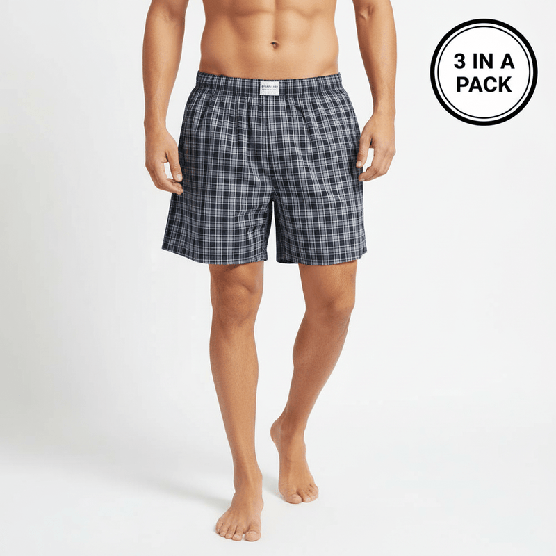 Men's Cotton Poplin Regular Fit Boxers 3Pcs Pack S - Shop Giordano