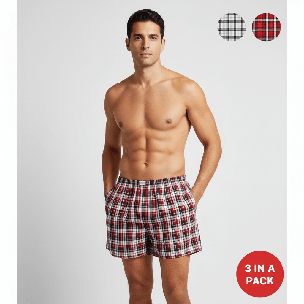 Giordano Men's Cotton Poplin Regular Fit Boxers 3Pcs Pack - first_variant_option_2 Premium Briefs for Giordano