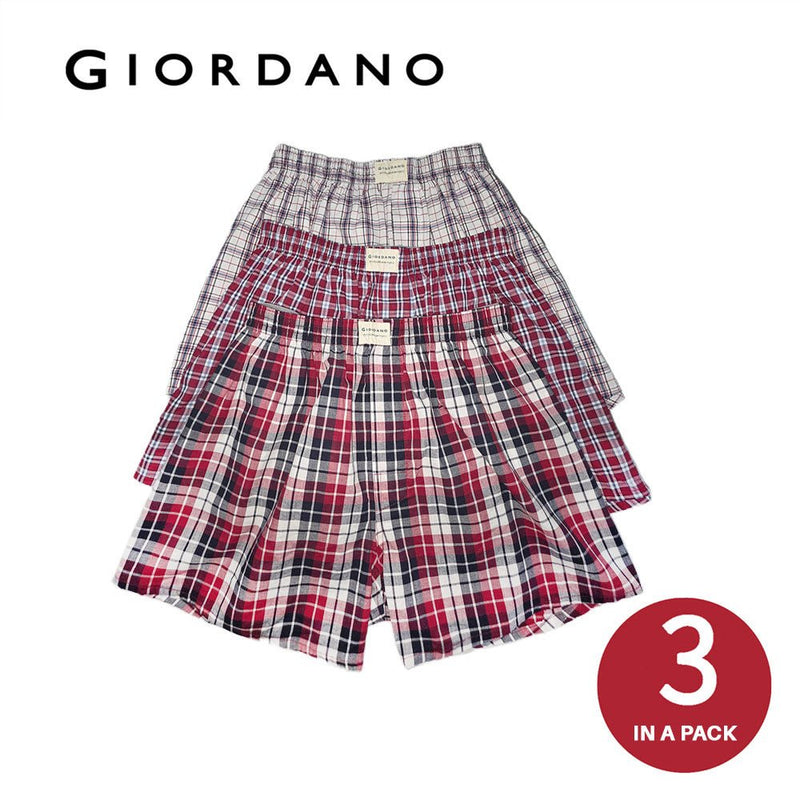 Men's Cotton Poplin Regular Fit Boxers 3Pcs Pack S - Shop Giordano