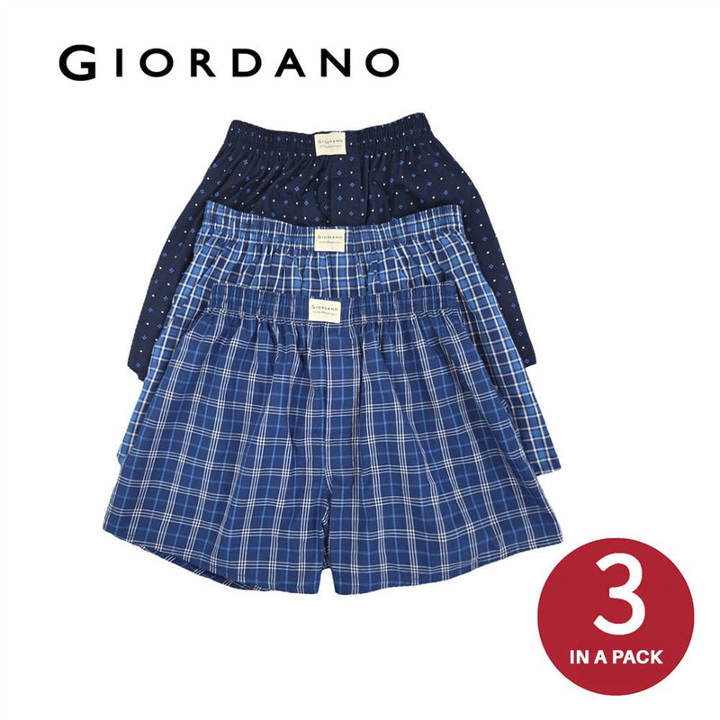 Men's Cotton Poplin Regular Fit Boxers 3Pcs Pack S - Shop Giordano