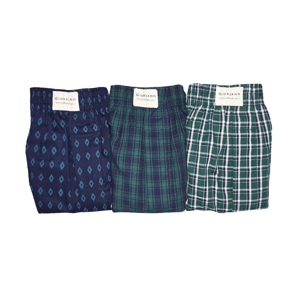Men's Cotton Poplin Regular Fit Boxers 3Pcs Pack S - Shop Giordano