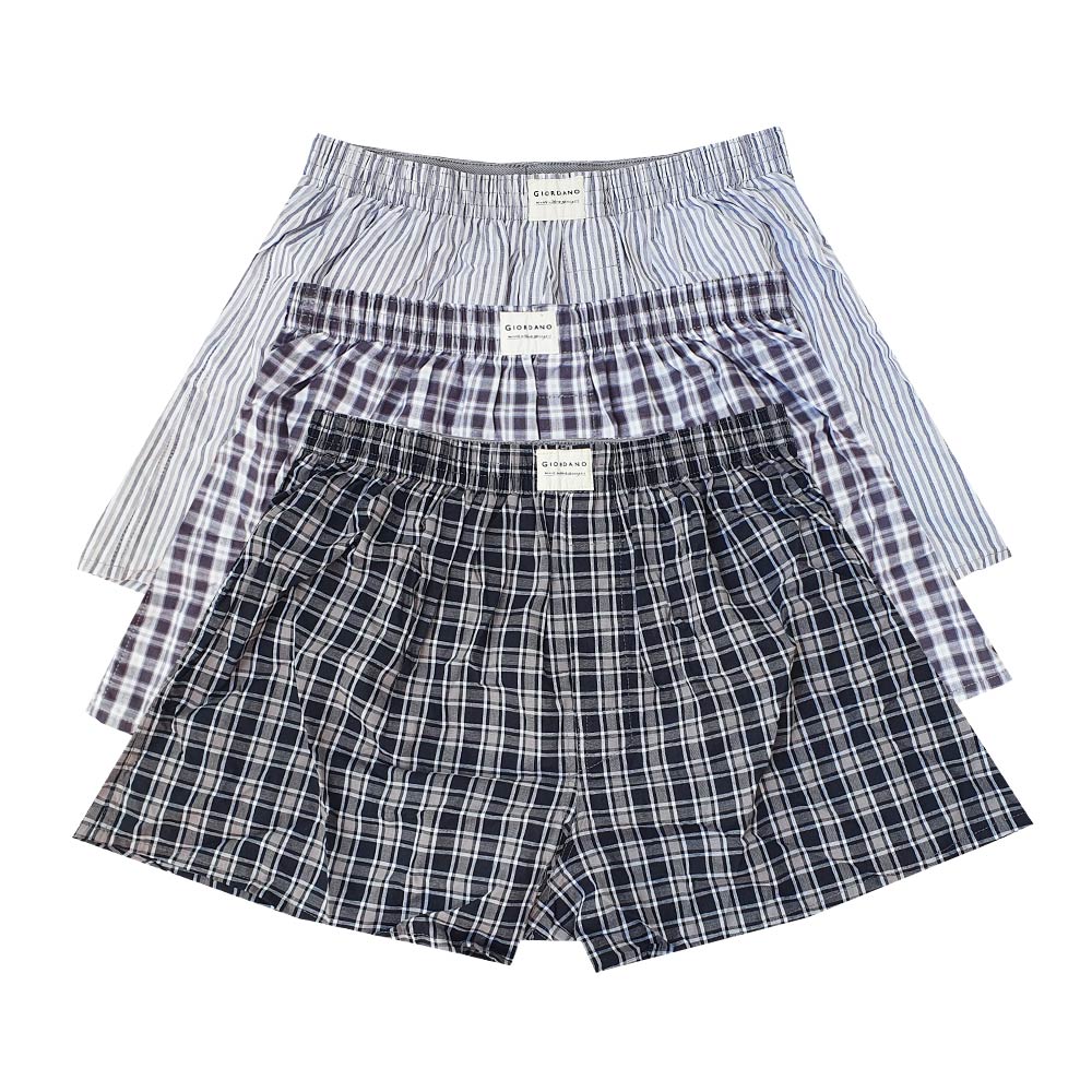 Men's Cotton Poplin Regular Fit Boxers 3Pcs Pack S - Shop Giordano