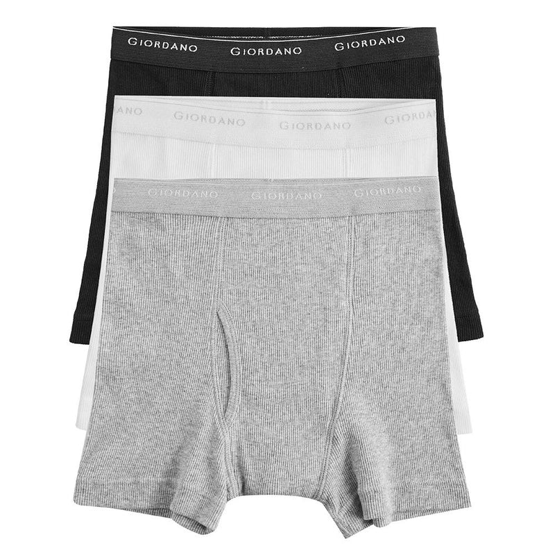 Men's Cotton Rib Regular Trunks 3 - Pack M - Shop Giordano