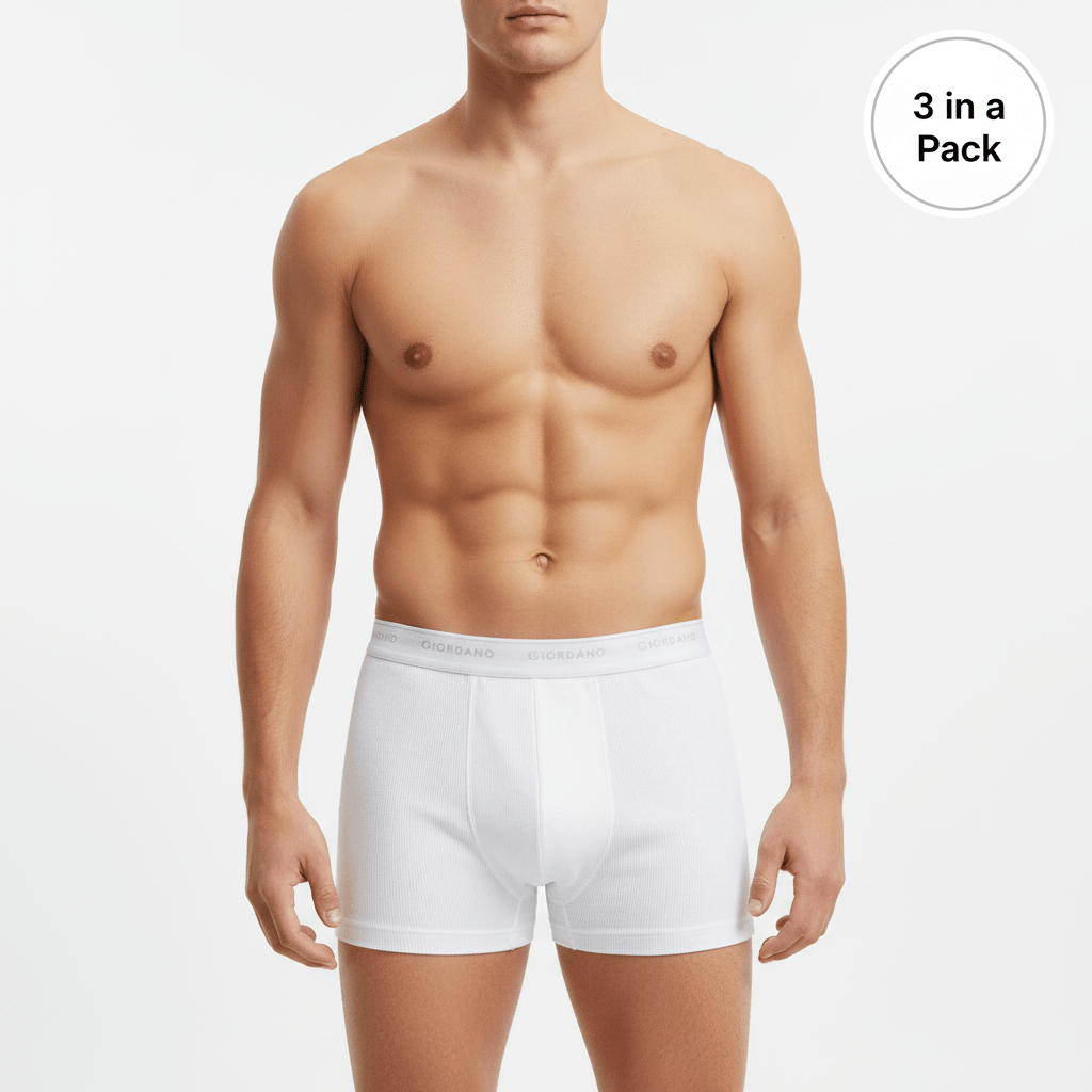 Men's Cotton Rib Regular Trunks 3 - Pack M - Shop Giordano