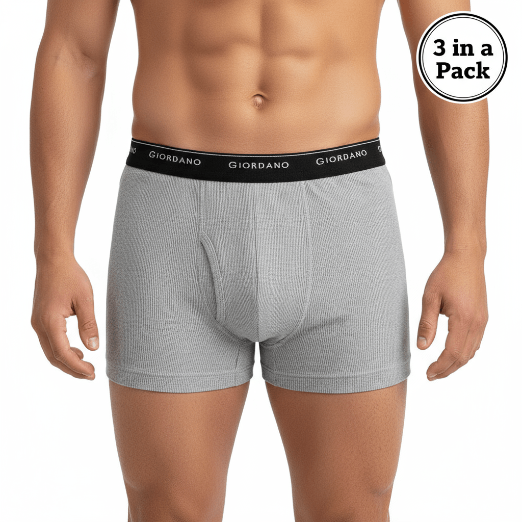Men's Cotton Rib Regular Trunks 3 - Pack M - Shop Giordano