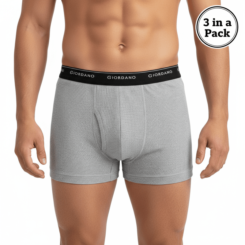 Men's Cotton Rib Regular Trunks 3 - Pack M - Shop Giordano