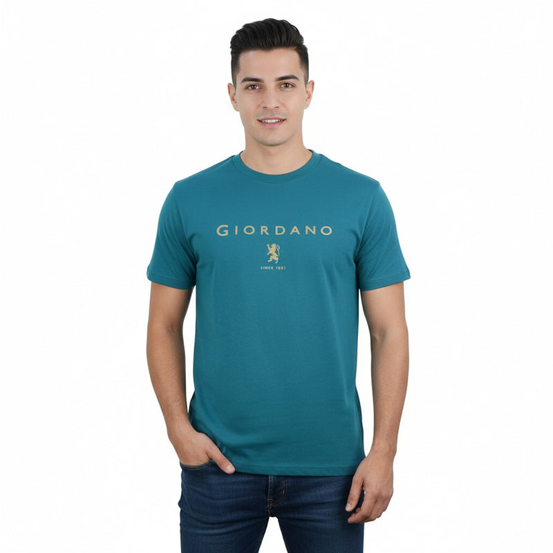 Men's Cotton Signature Print Slim Fit Tee S - Shop Giordano