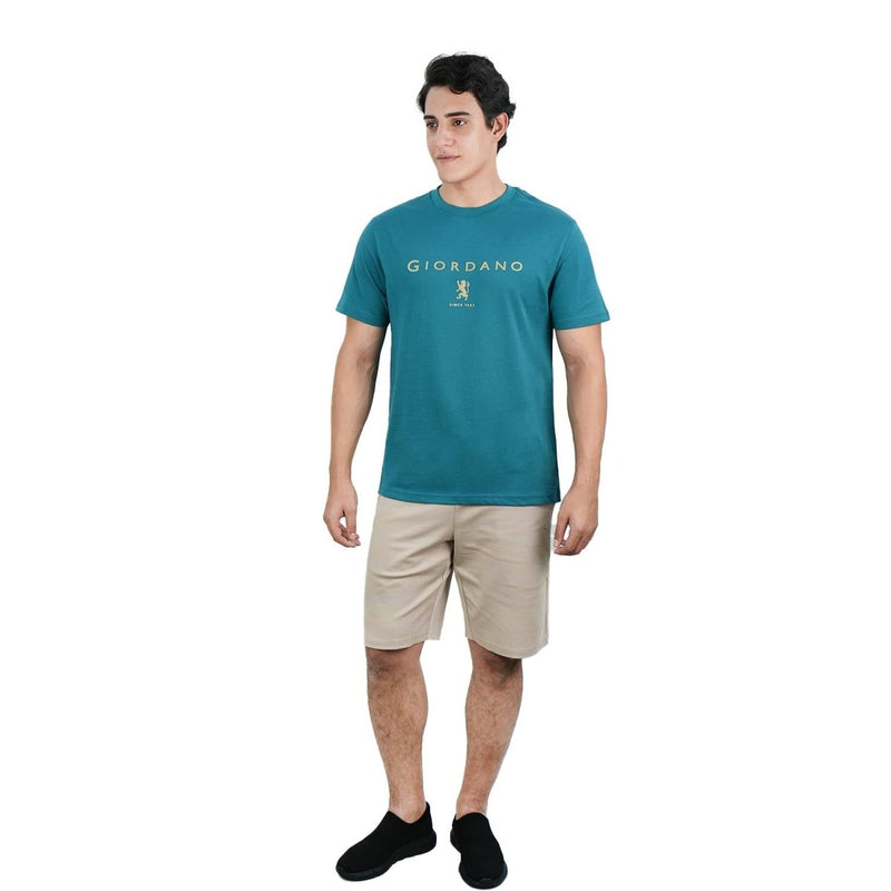 Men's Cotton Signature Print Slim Fit Tee S - Shop Giordano