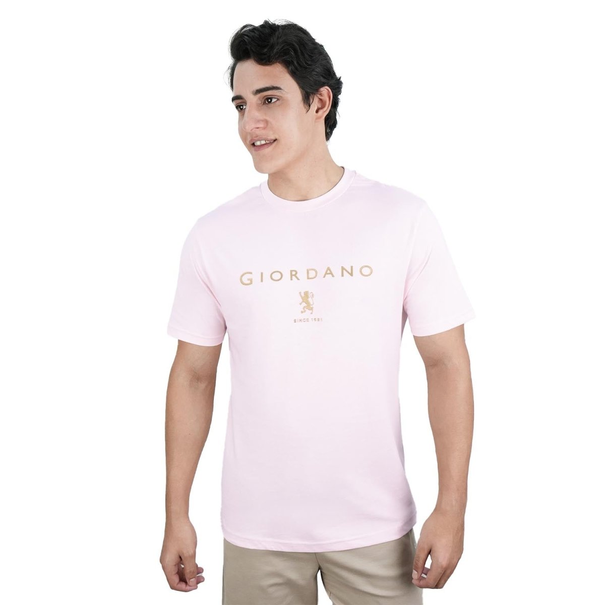 Men's Cotton Signature Print Slim Fit Tee - Giordano