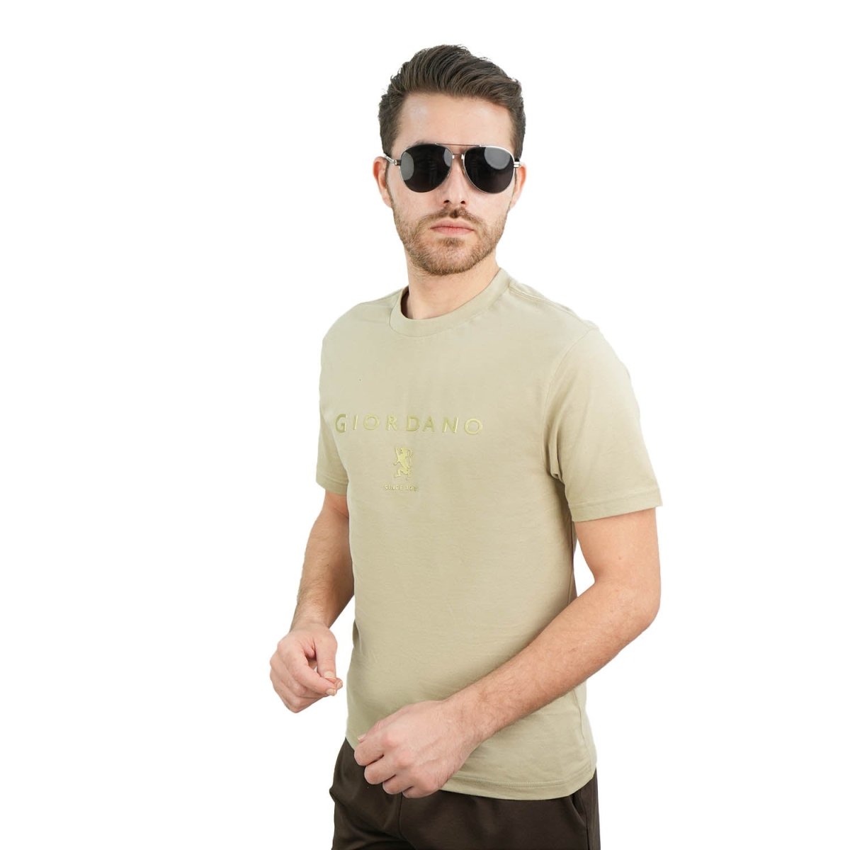 Men's Cotton Signature Print Slim Fit Tee - Giordano