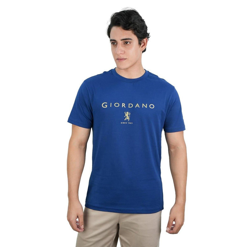 Men's Cotton Signature Print Slim Fit Tee S - Shop Giordano