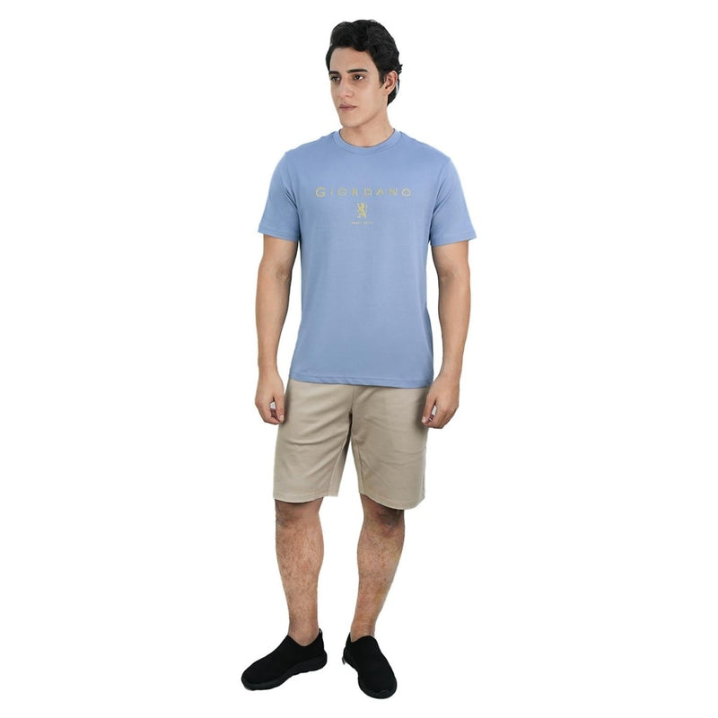 Men's Cotton Signature Print Slim Fit Tee S - Shop Giordano