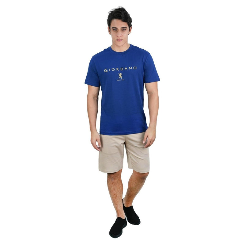 Men's Cotton Signature Print Slim Fit Tee S - Shop Giordano