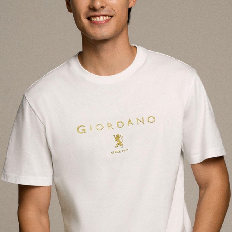 Men's Cotton Signature Print Slim Fit Tee S - Shop Giordano