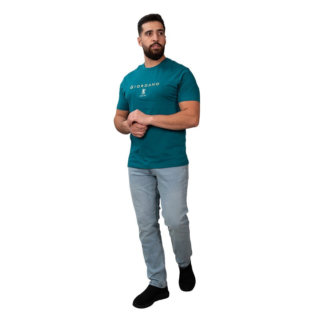 Men's Cotton Signature Print Slim Fit Tee S - Shop Giordano