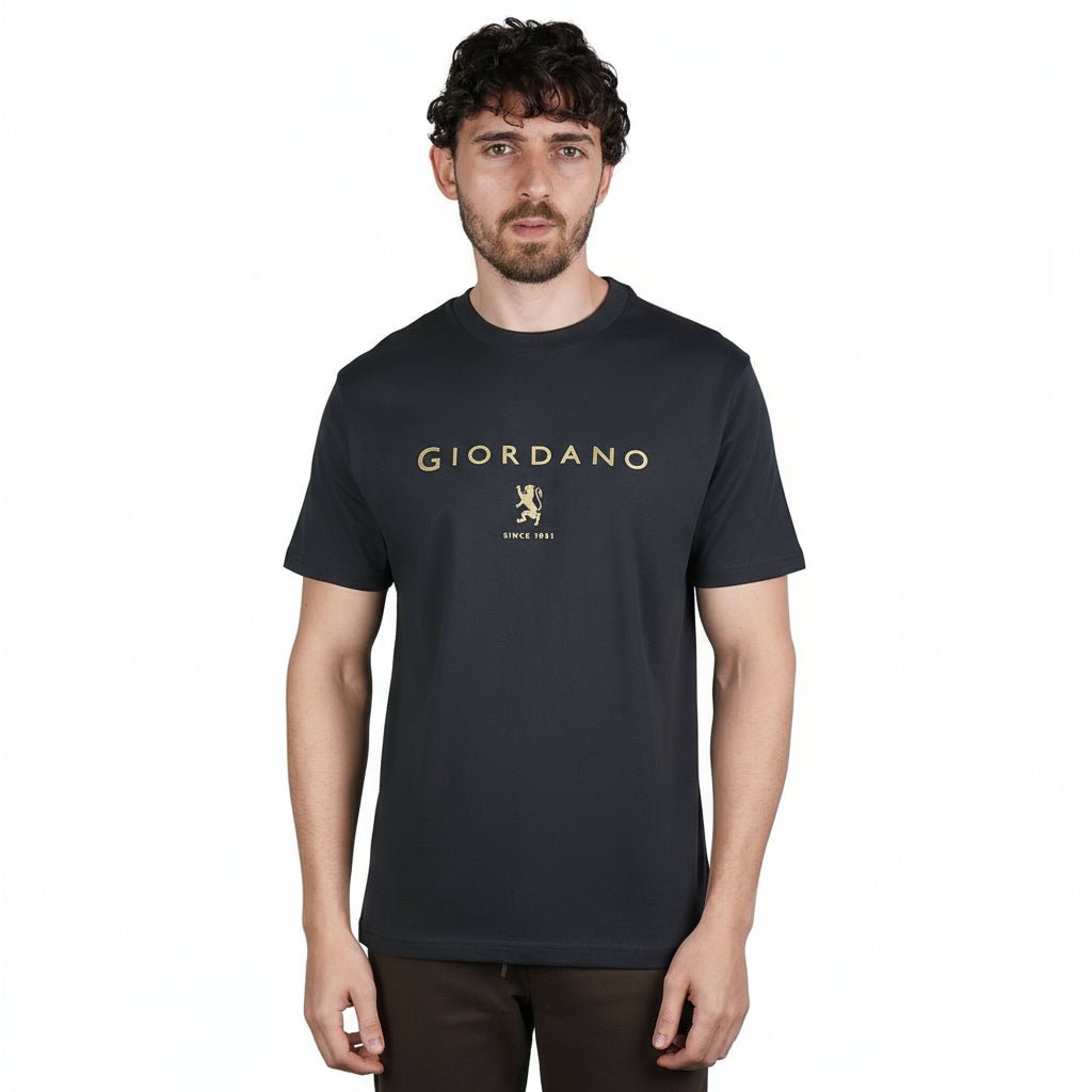 Men's Cotton Signature Print Slim Fit Tee S - Shop Giordano
